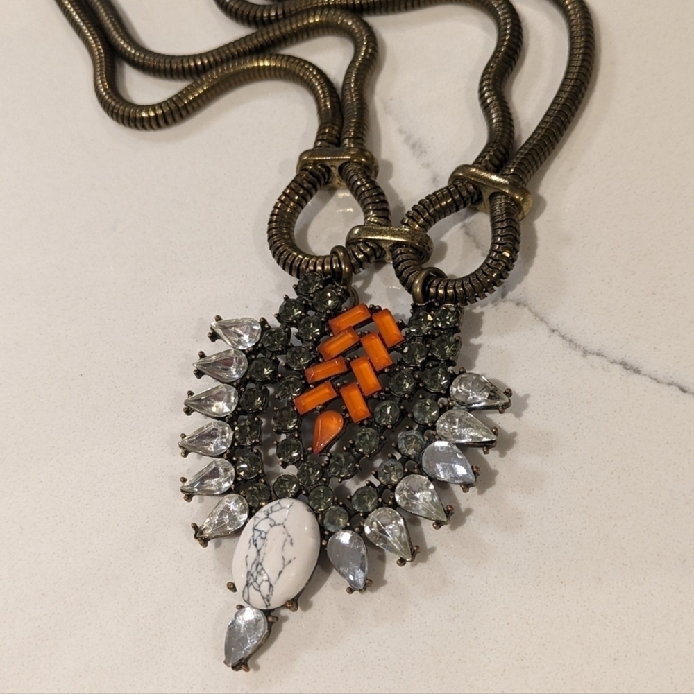 Vintage Baublebar Necklace Antique gold tone and Rhinestones jewelry